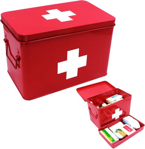 red metal medicine box|First Aid Kit Box, Red Medicine Box with White Cross, First Aid .